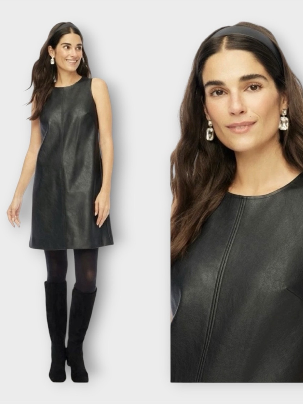 J.Crew Faux-leather Sleeveless Shift Dress in Black‎ Women’s Size 0